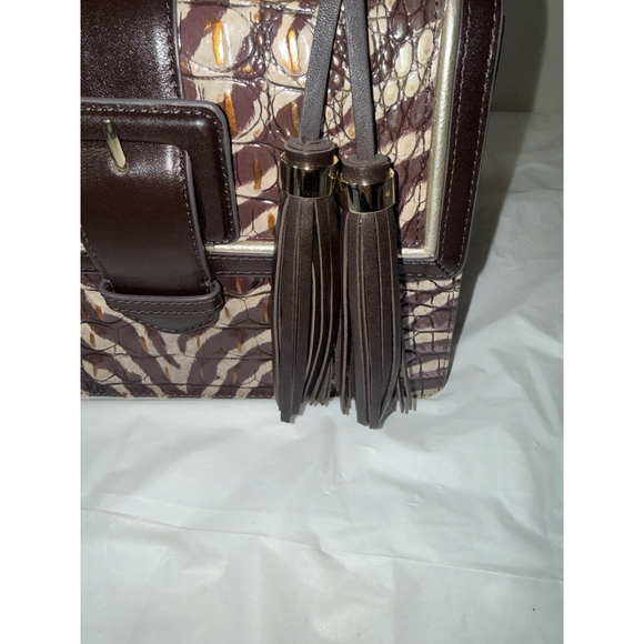 Brahmin Coffee Bengal Hallie Satchel Shoulder Handbag CROSSBODY